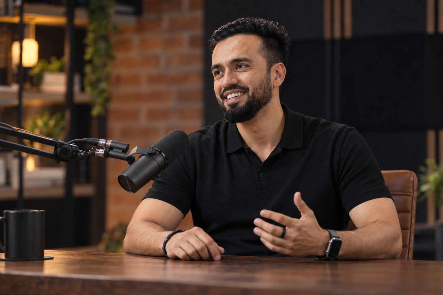 Muneeb in a podcast conversation